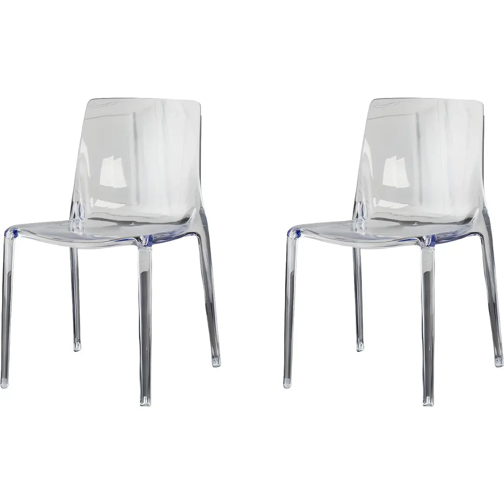 Chaise de salle à manger en acrylique ambré sans accoudoirs à dossier bas