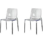 Chaise de salle à manger en acrylique ambré sans accoudoirs à dossier bas