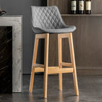 Tabourets de bar en similicuir style Mid-Century Modern avec pieds en bois