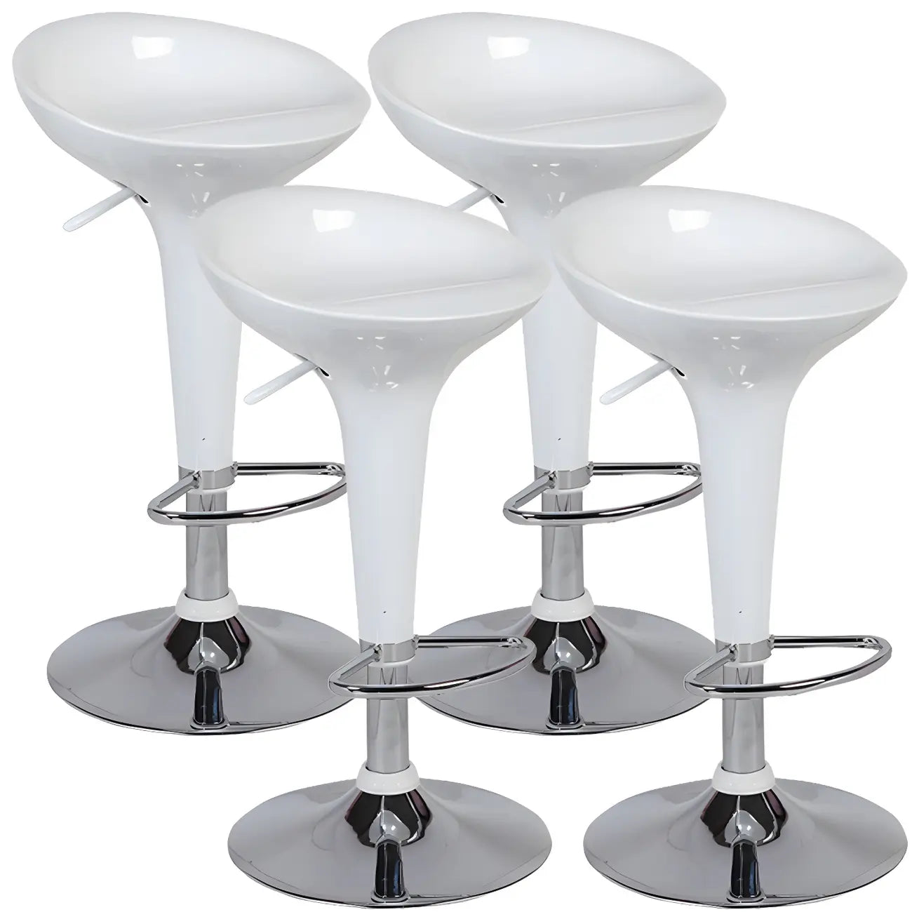 Tabouret de bar pivotant en plastique chromé, réglable en hauteur