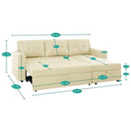 Canapé d'angle réversible convertible avec lit gigogne, méridienne avec rangement dissimulé et pieds durables