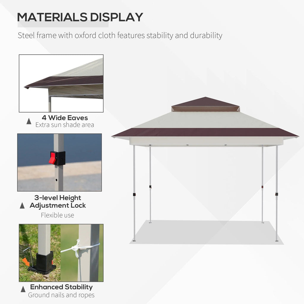 Outsunny Tonnelle Pop Up 3,6 x 3,6 m, Tente Pliante Instantanée avec Murs Latéraux en Maille Filet, Hauteur Réglable sur 3 Niveaux