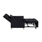Chaise longue convertible 3-en-1 en lit, noir