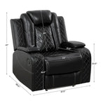Ensemble canapé inclinable 3 places moderne en cuir avec LED et recharge sans fil