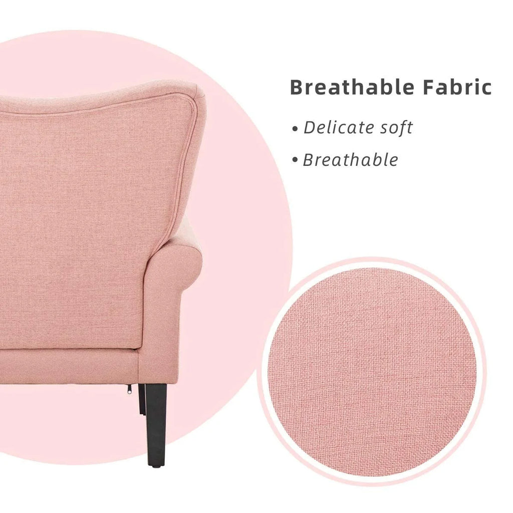 Fauteuil d'appoint moderne Erommy, fauteuil à dossier haut, canapé individuel en tissu capitonné avec pieds en bois pour salon