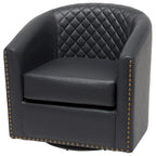 Fauteuil pivotant rond en similicuir capitonné KINWELL, 73,6 cm de large