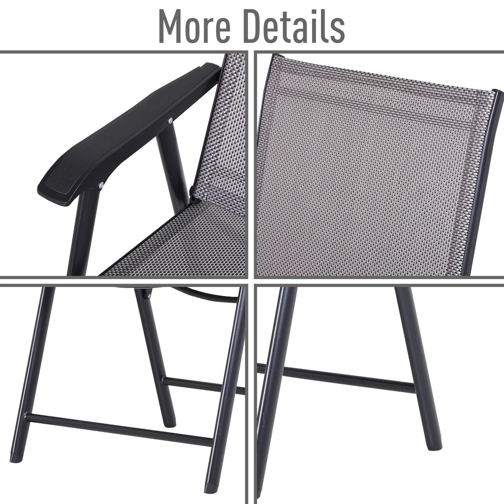 Ensemble de 4 chaises de patio pliantes Outsunny au design simple et chic, confortables pour la terrasse, le jardin, la cour et les voyages
