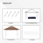 Outsunny Tonnelle Pop Up 3,6 x 3,6 m, Tente Pliante Instantanée avec Murs Latéraux en Maille Filet, Hauteur Réglable sur 3 Niveaux