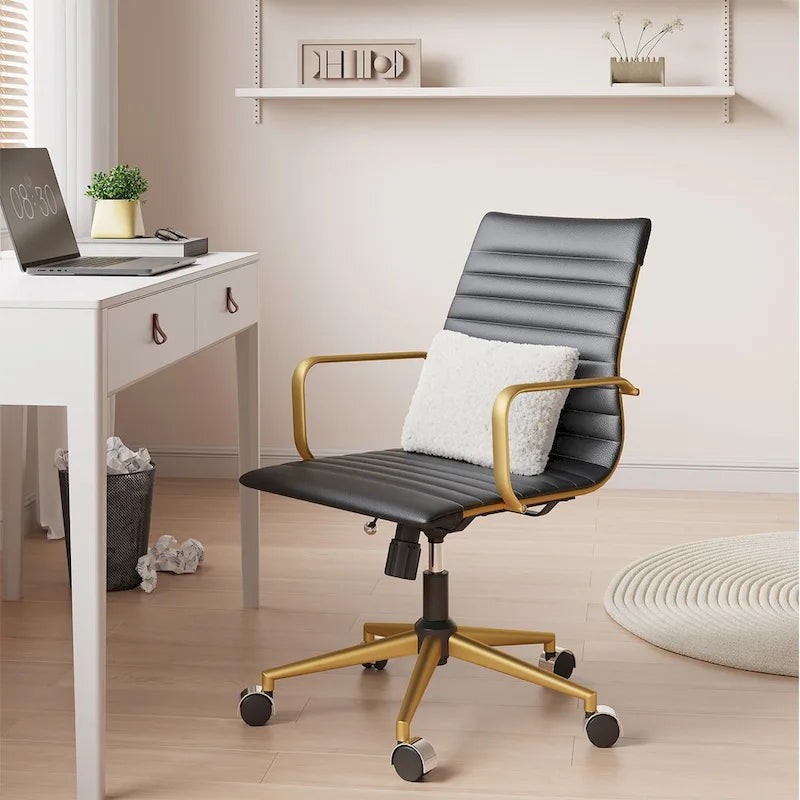 LUXMOD Chaise de Bureau à Domicile Côtelée Fauteuil de Bureau