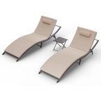 Kullavik – Ensemble de 3 chaises longues d'extérieur