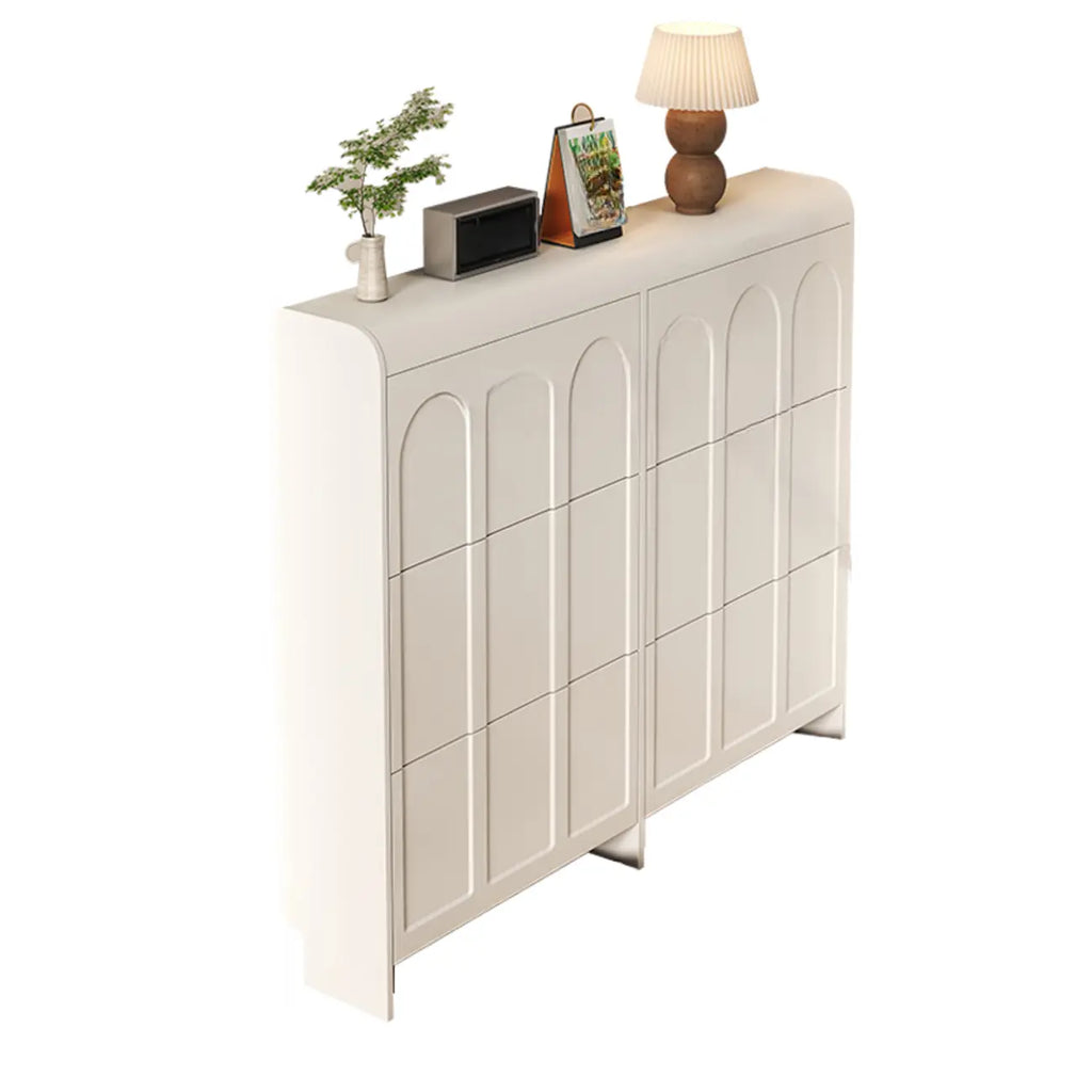 Meuble de rangement pour chaussures en bois blanc à 3 niveaux et à façade abattante Slim