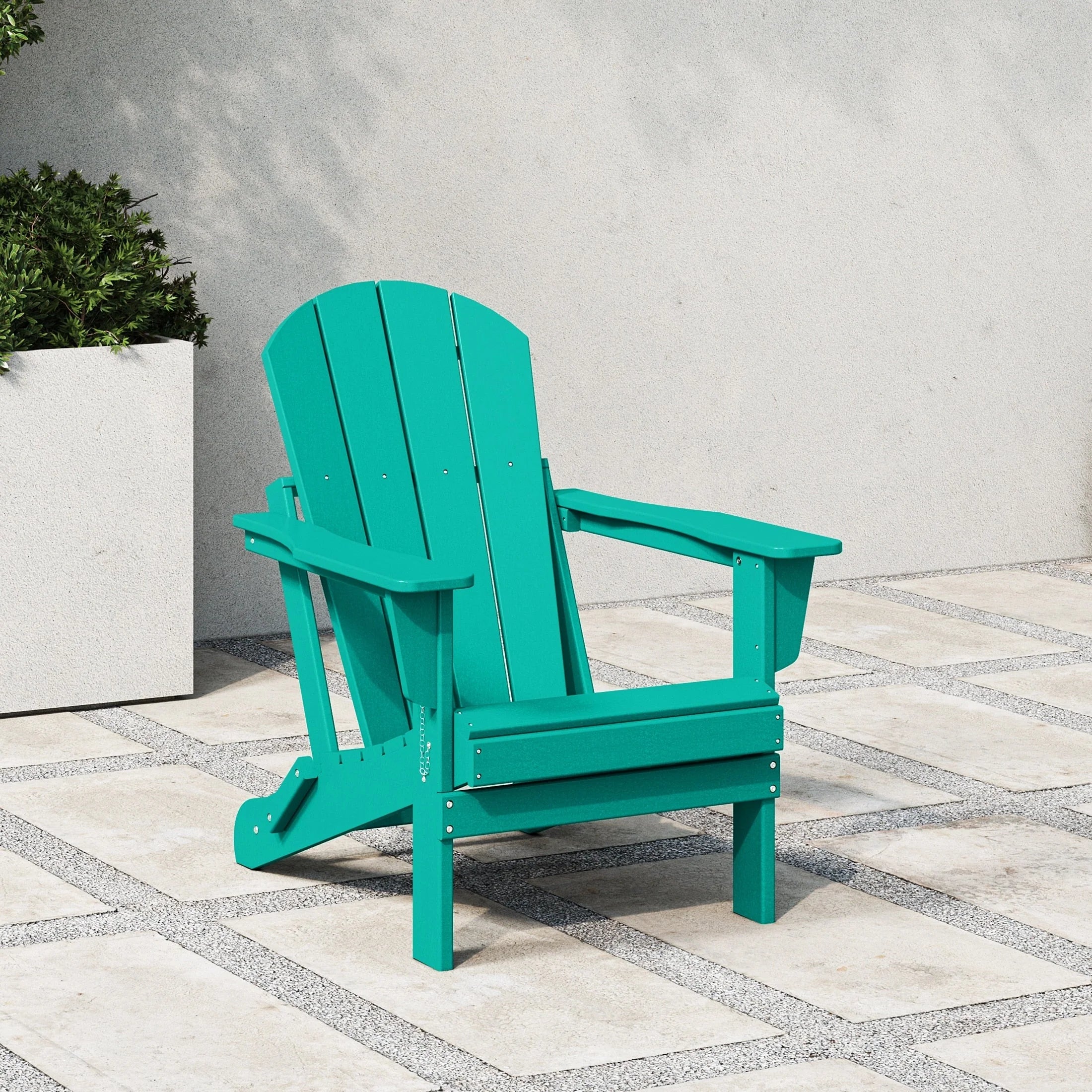 Chaise Adirondack pliante de patio d'extérieur tout temps résistante à la décoloration Polytrends Laguna