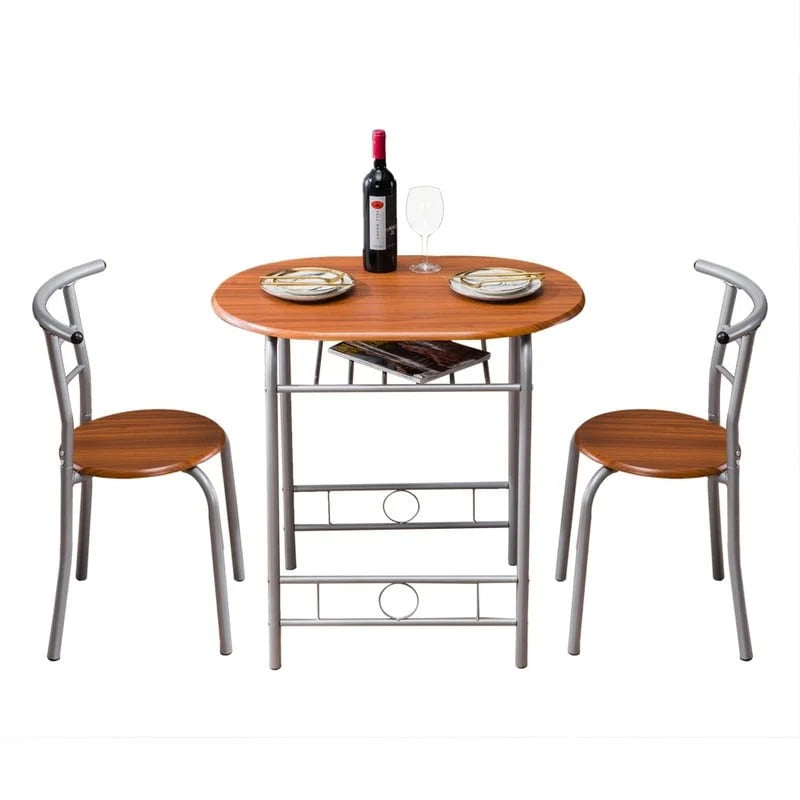 Ensemble table de bar et tabourets 3 pièces gris argenté/brun clair