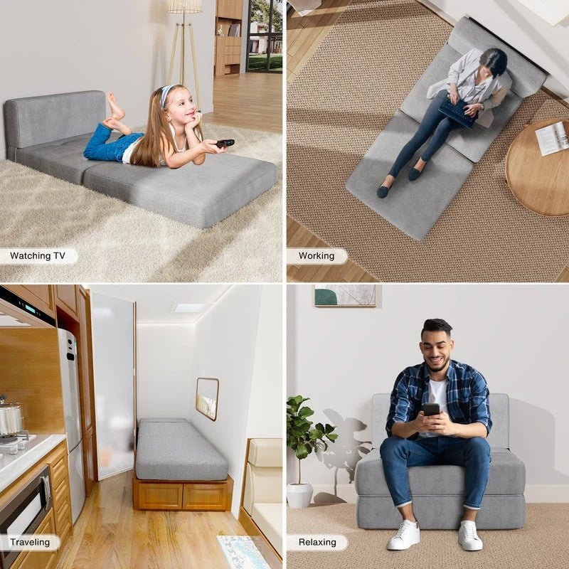 Chaise convertible 3-en-1, chaise pliable, lit-méridienne dépliable