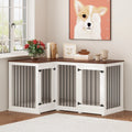 Meuble Grande Cage d'Angle pour 2 Chiens, Cage en Forme de L - 58,7X41,1