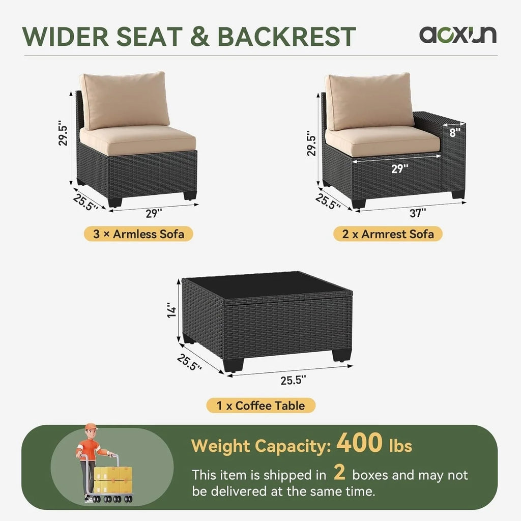 Ensembles de meubles de patio extérieurs avec coussin épais de 10 cm