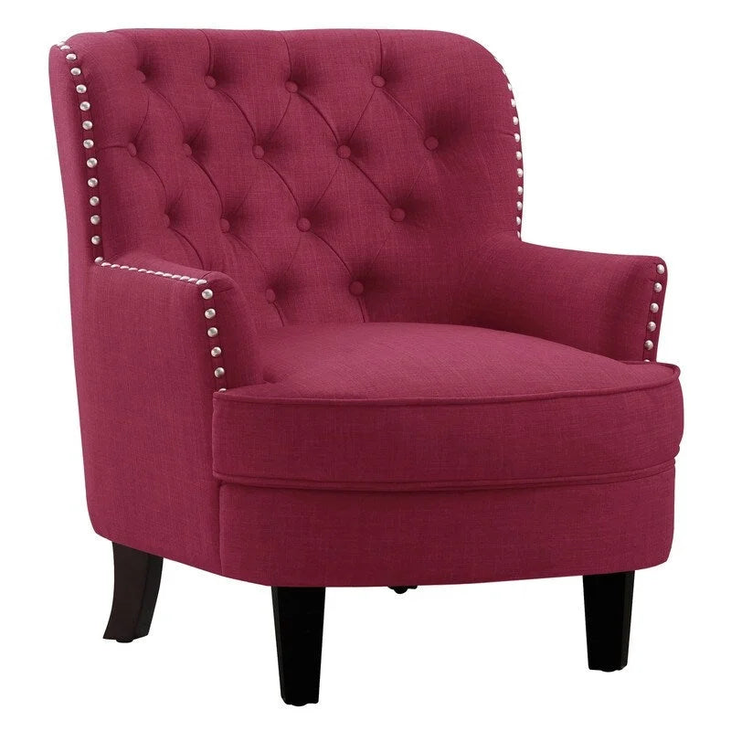 Fauteuil d'appoint capitonné à oreilles large de 76 cm en velours/lin Mignon de Moser Bay