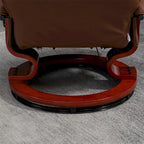Fauteuil de relaxation pivotant en cuir réglable avec repose-pieds et accoudoirs