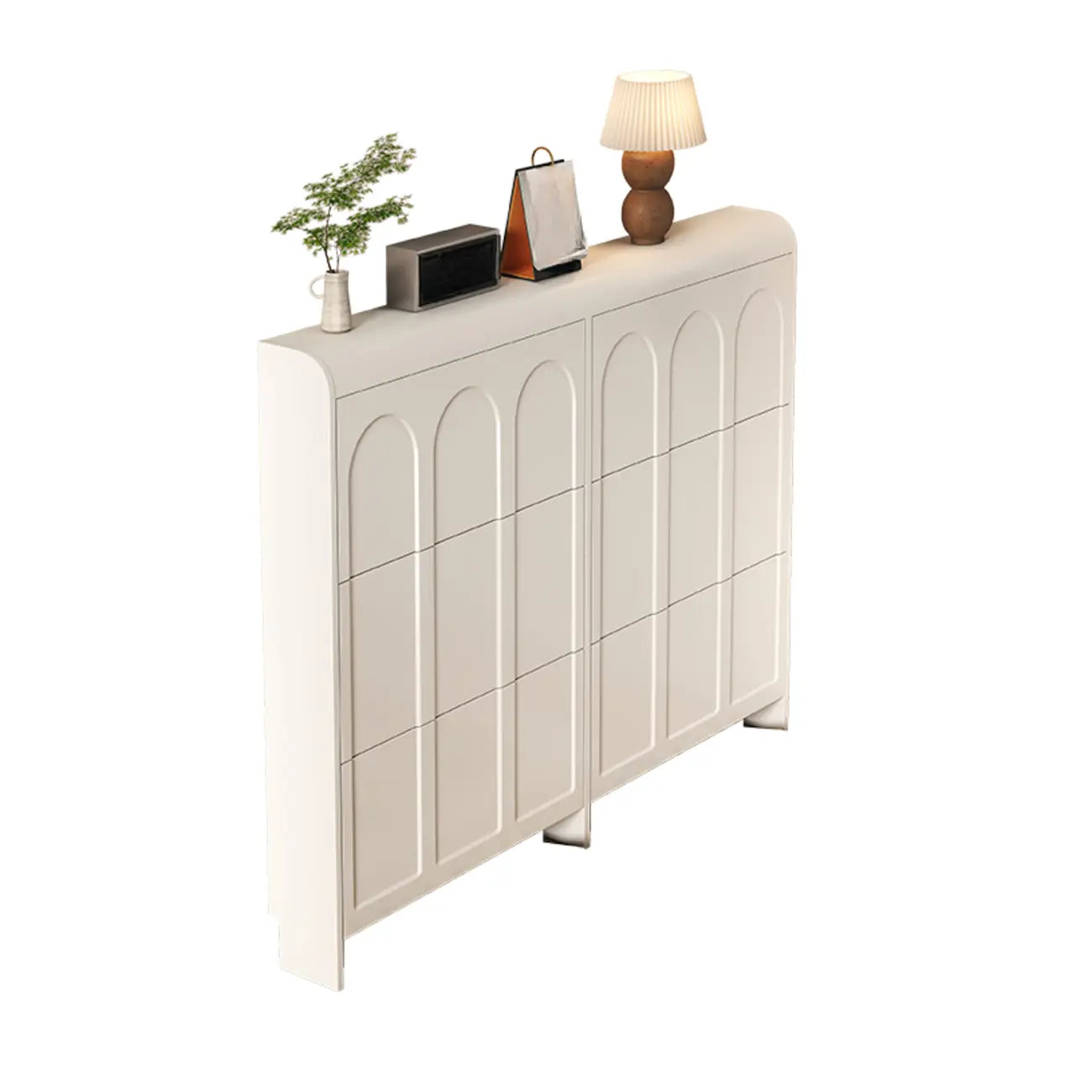 Meuble de rangement pour chaussures en bois blanc à 3 niveaux et à façade abattante Slim