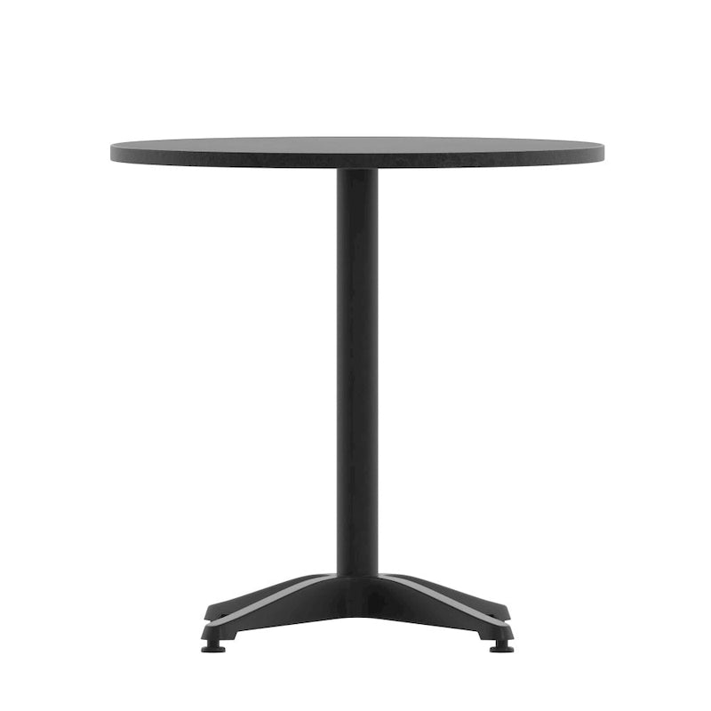 Table d'intérieur/extérieur à plateau lisse en aluminium rond de 27,5 po avec base