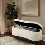Banc de rangement rabattable en tissu bouclé taupe INK+IVY Bailey