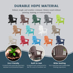 Chaise Adirondack pliante de patio d'extérieur tout temps résistante à la décoloration Polytrends Laguna