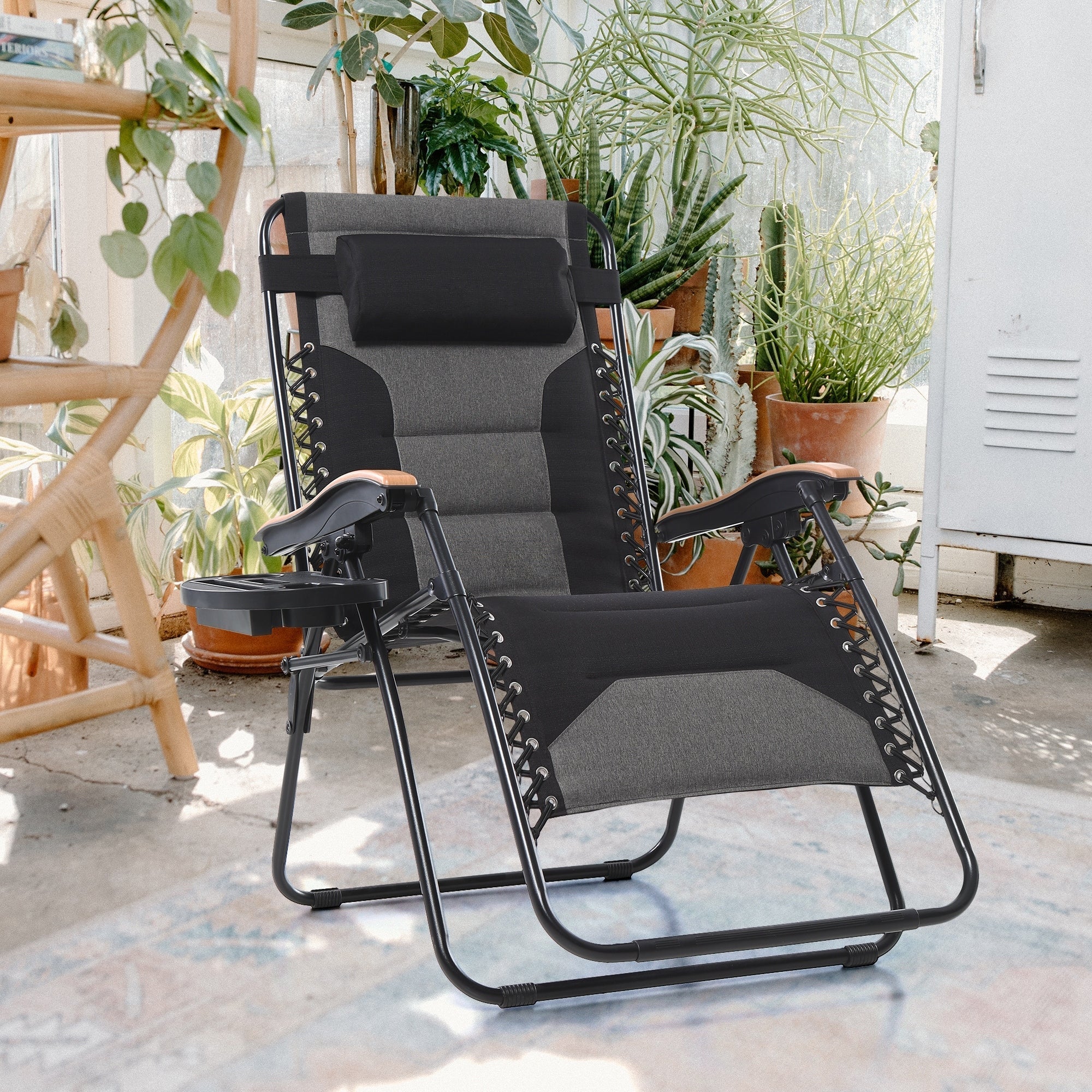Fauteuil de relaxation zéro gravité XL surdimensionné et rembourré, avec accoudoirs plus larges, inclinable et porte-gobelet - N/A