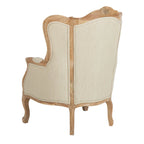 Fauteuil à oreilles Kali en chêne et lin naturel SAFAVIEH Couture - 34Lx34Px40H