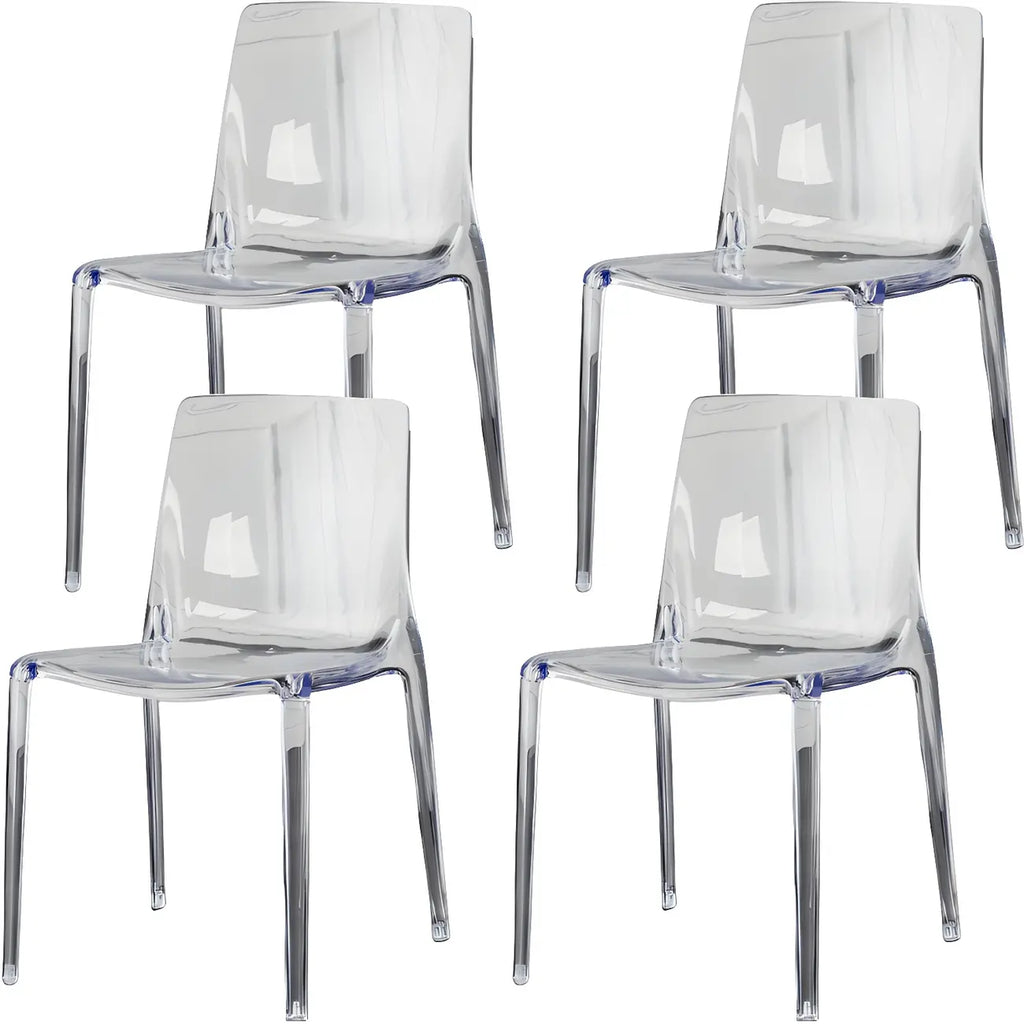 Chaise de salle à manger en acrylique ambré sans accoudoirs à dossier bas
