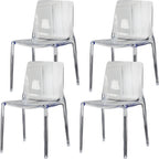 Chaise de salle à manger en acrylique ambré sans accoudoirs à dossier bas