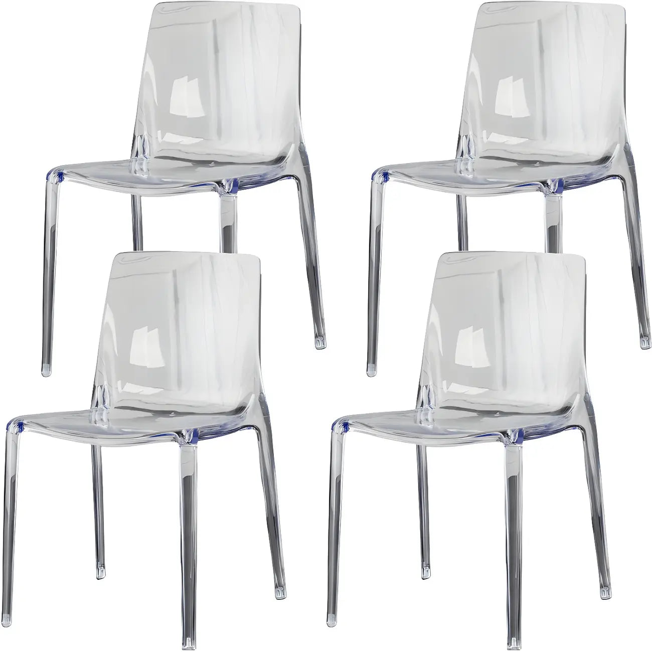 Chaise de salle à manger en acrylique ambré sans accoudoirs à dossier bas