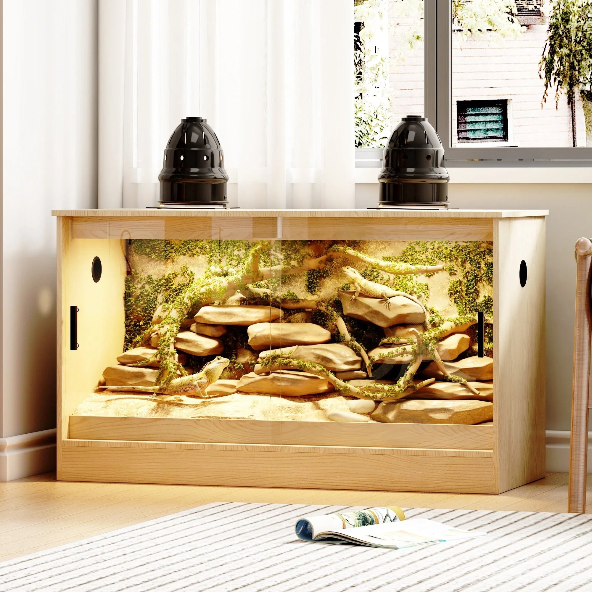 Habitat pour reptiles - Terrarium spacieux pour lézards, serpents et plus encore - 47.2
