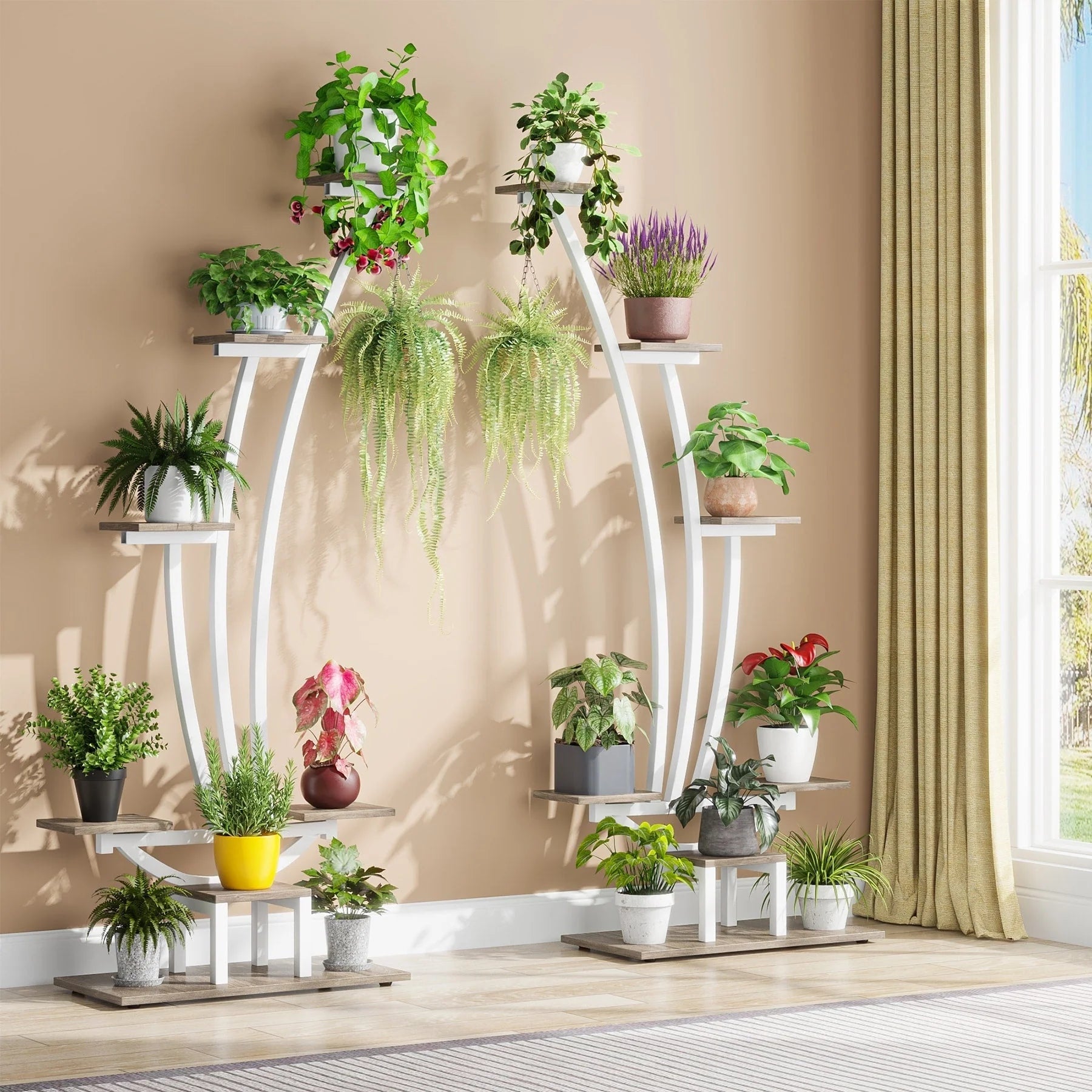 Support pour Plantes d'Intérieur, Étagère à Fleurs à 6 Niveaux pour Jardin Domestique - Lot de 2