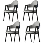 Chaise de salle à manger en cuir moderne avec dossier incurvé et ouvert